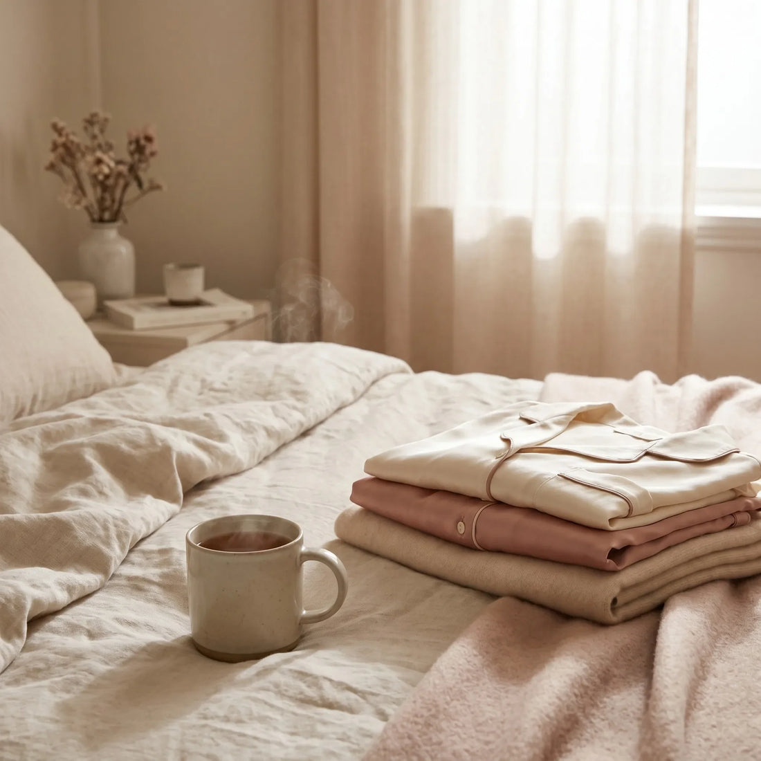 Silk sleepwear and bedding for gentle mornings