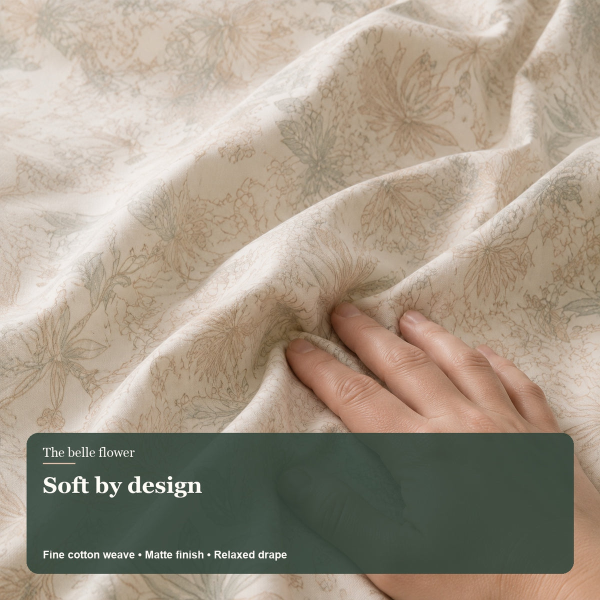 Botanical Calm washed-cotton texture and linework