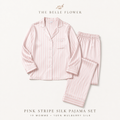 Pink stripe 19 momme silk pajama set product overview