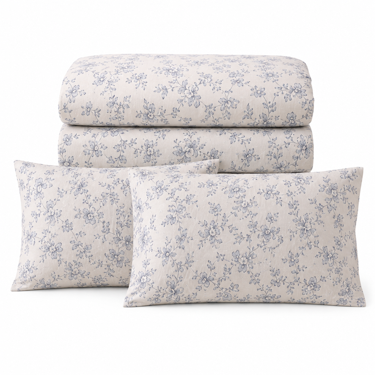 Quiet Garden washed-cotton four-piece bedding set overview