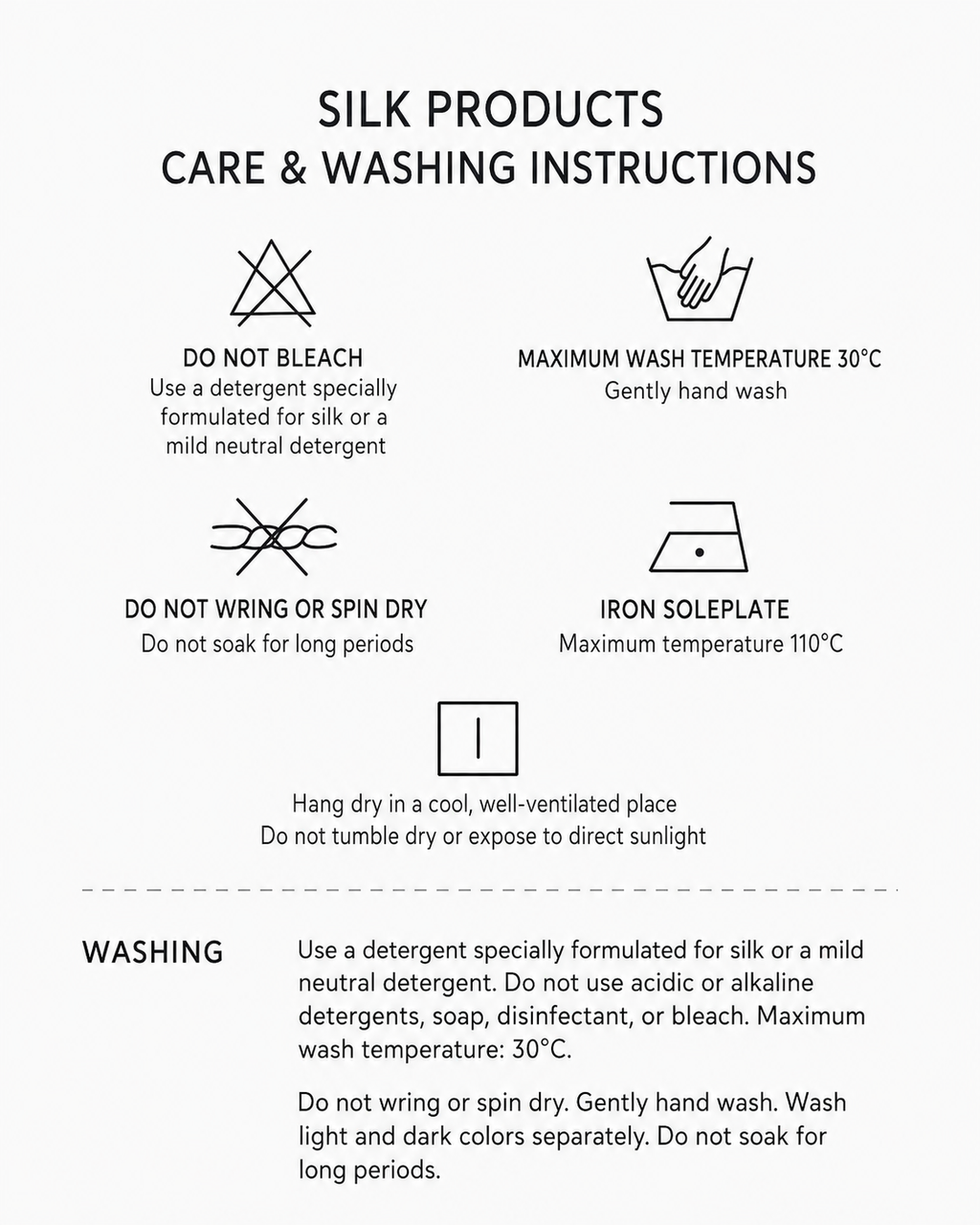 Silk product care and washing instructions