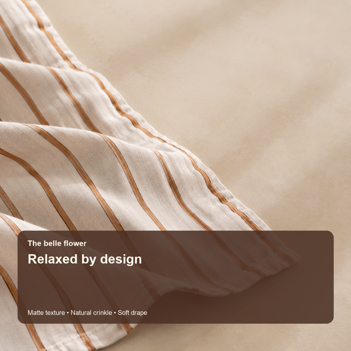 Warm ivory stripe washed-cotton texture